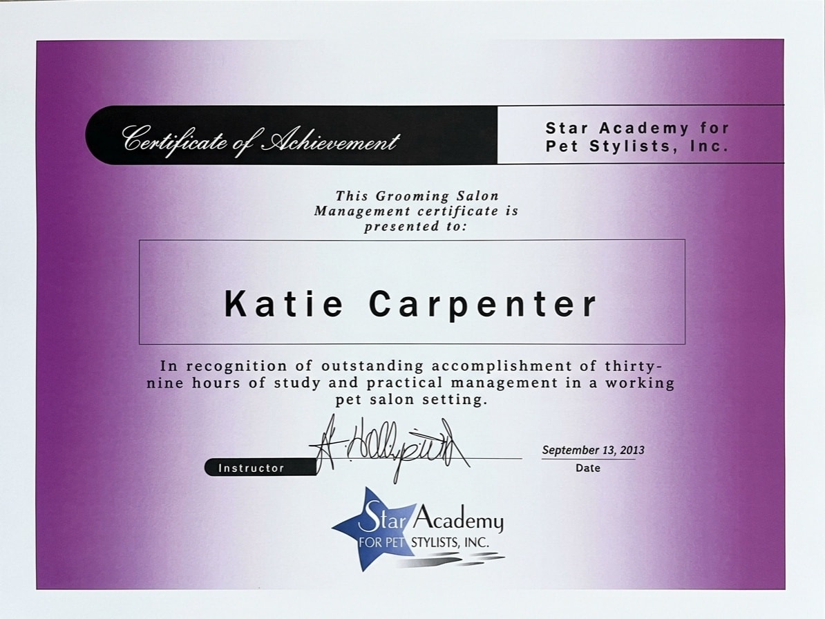 Intermediate Pet Grooming Diploma — Katie Carpenter, Star Academy for Pet Stylists